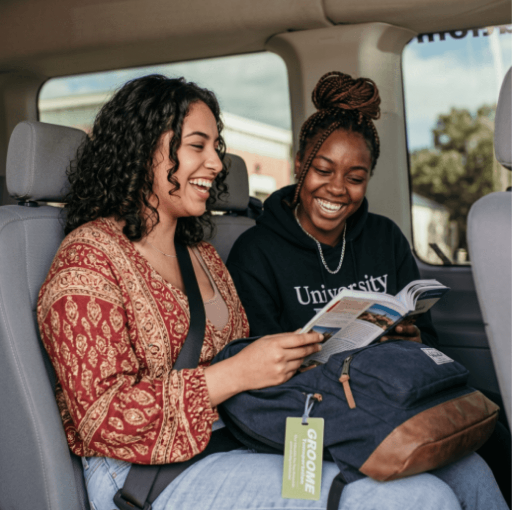 student on shuttle