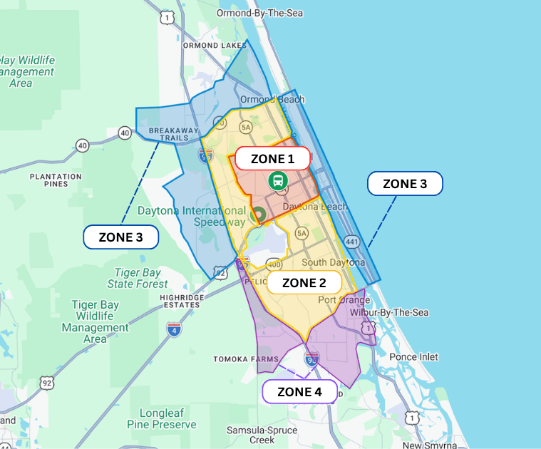 Daytona Home Hotel Pickup Zones
