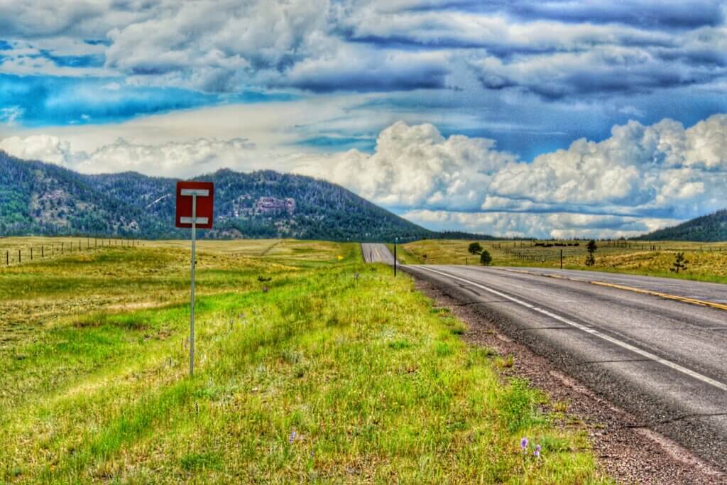 Happy Jack Road in Cheyenne, WY with a view of Pole Mountain.