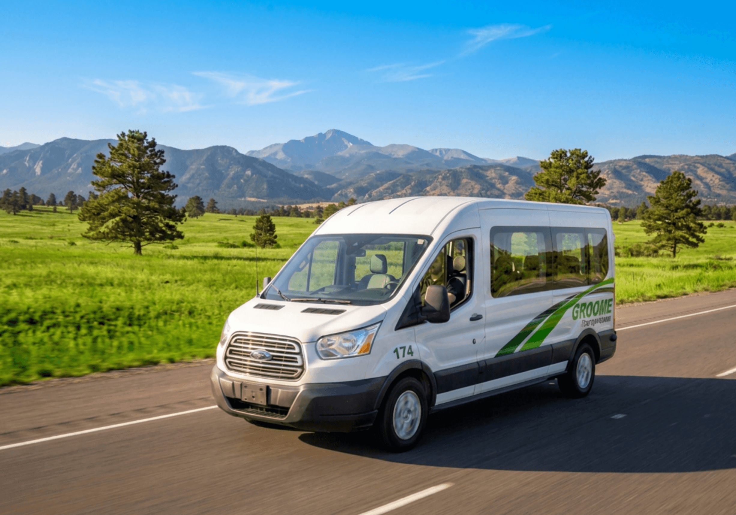 Groome Transportation 14-passenger Ford Transit mini-bus
